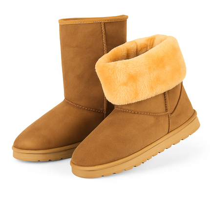 Snow Boots - Waterproof Faux Suede Mid-Calf with Warm Lining