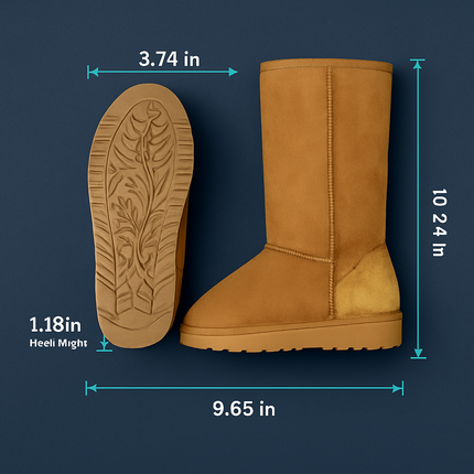 Snow Boots - Waterproof Faux Suede Mid-Calf with Warm Lining