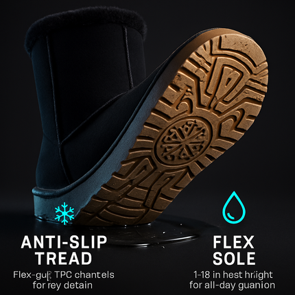 Snow Boots - Waterproof Faux Suede Mid-Calf with Warm Lining