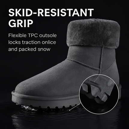 Snow Boots - Waterproof Faux Suede Mid-Calf with Warm Lining