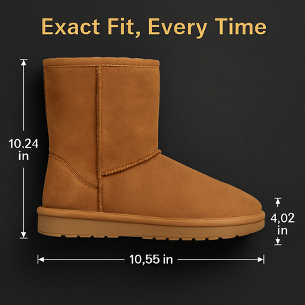 Snow Boots - Waterproof Faux Suede Mid-Calf with Warm Lining