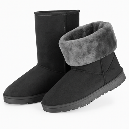 Snow Boots - Waterproof Faux Suede Mid-Calf with Warm Lining