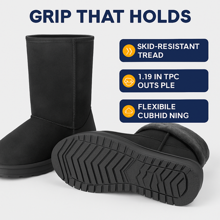 Snow Boots - Waterproof Faux Suede Mid-Calf with Warm Lining