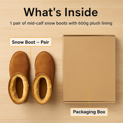 Snow Boots - Waterproof Faux Suede Mid-Calf with Warm Lining