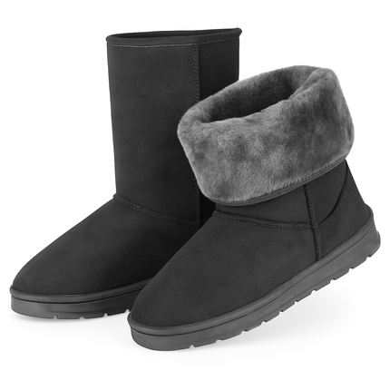 Snow Boots - Waterproof Faux Suede Mid-Calf with Warm Lining