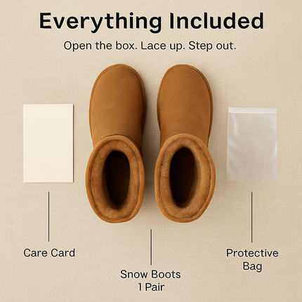Snow Boots - Waterproof Faux Suede Mid-Calf with Warm Lining