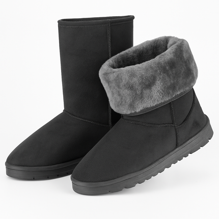 Snow Boots - Waterproof Faux Suede Mid-Calf with Warm Lining