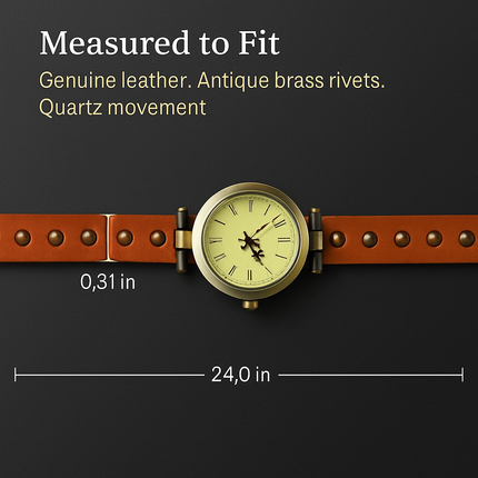 Rivet Leather Belt Retro Watch Hand Chain White