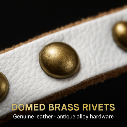 Rivet Leather Belt Retro Watch Hand Chain White