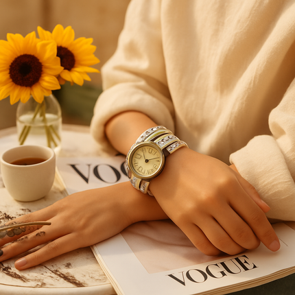 Rivet Leather Belt Retro Watch Hand Chain White