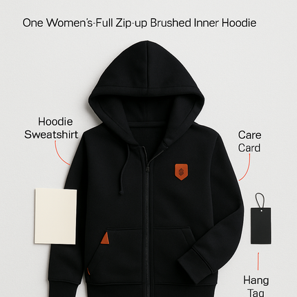 Women\'s Full Zip-up Brushed Inner Hoodie Sweatshirt