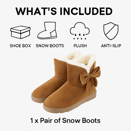 Women Ladies Snow Boots Super Soft Fabric Mid-Calf Winter Shoes Thickened Plush Warm Lining Shoes w/ Anti-slip Rubber Base Bowknot