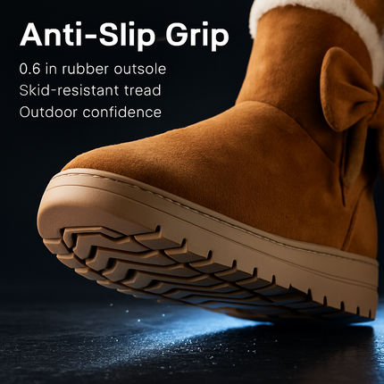 Women Ladies Snow Boots Super Soft Fabric Mid-Calf Winter Shoes Thickened Plush Warm Lining Shoes w/ Anti-slip Rubber Base Bowknot