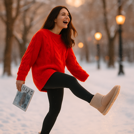 Women Lady Snow Boots Suede Mid-Calf Boot Shoe Short Plush Warm Lining Shoes w/ Anti-slip Rubber Base Knitting Design