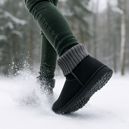 Women Snow Boots Suede Mid-Calf with Knit Lining