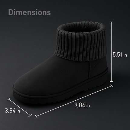 Women Snow Boots Suede Mid-Calf with Knit Lining