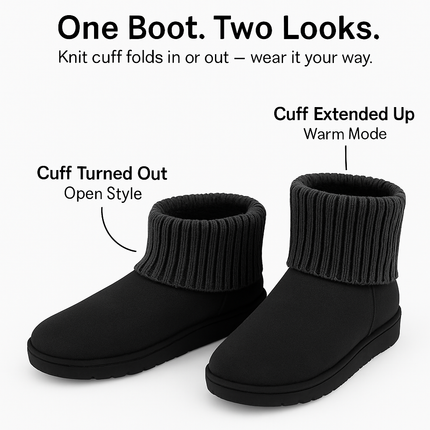 Women Snow Boots Suede Mid-Calf with Knit Lining