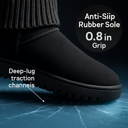 Women Snow Boots Suede Mid-Calf with Knit Lining