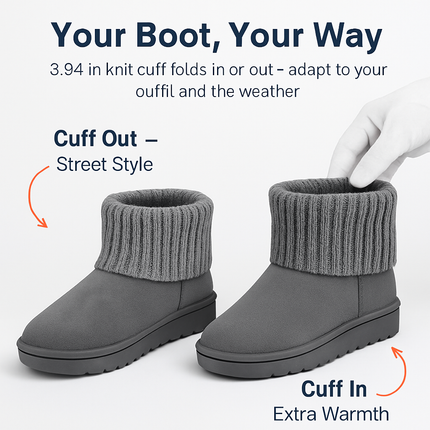 Women Snow Boots Suede Mid-Calf with Knit Lining