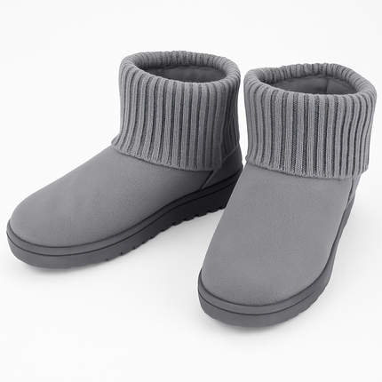 Women Snow Boots Suede Mid-Calf with Knit Lining