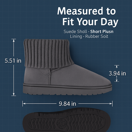 Women Snow Boots Suede Mid-Calf with Knit Lining