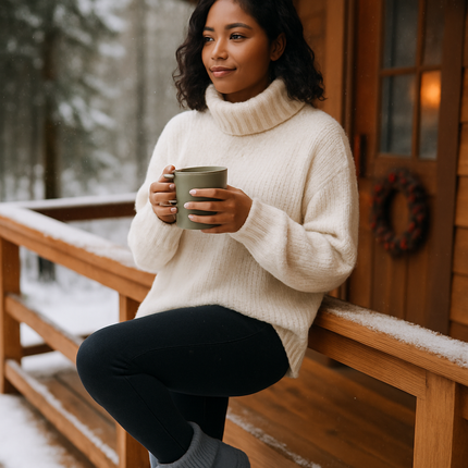Women Snow Boots Suede Mid-Calf with Knit Lining