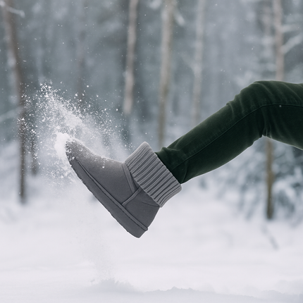 Women Snow Boots Suede Mid-Calf with Knit Lining