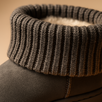 Women Snow Boots Suede Mid-Calf with Knit Lining
