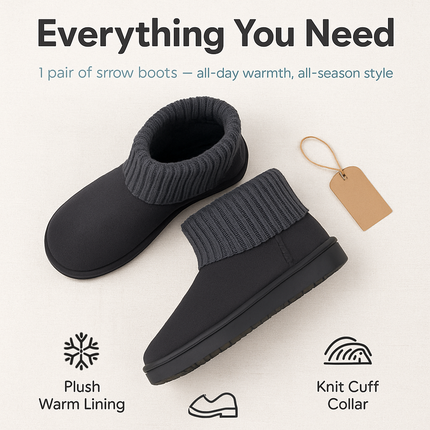 Women Snow Boots Suede Mid-Calf with Knit Lining