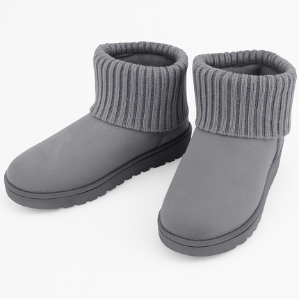 Women Snow Boots Suede Mid-Calf with Knit Lining
