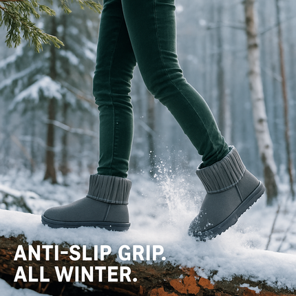 Women Snow Boots Suede Mid-Calf with Knit Lining