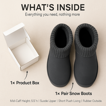 Women Snow Boots Suede Mid-Calf with Knit Lining