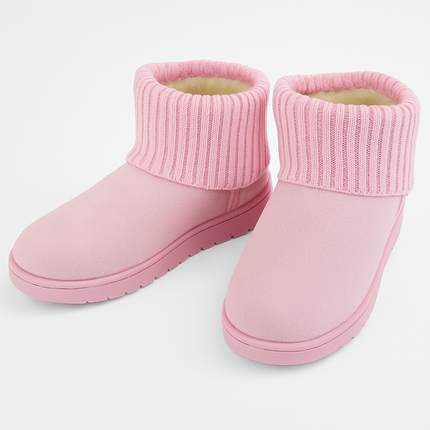 Women Snow Boots Suede Mid-Calf with Knit Lining