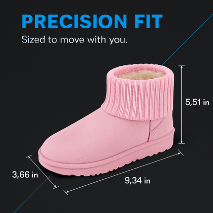 Women Snow Boots Suede Mid-Calf with Knit Lining