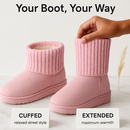 Women Snow Boots Suede Mid-Calf with Knit Lining