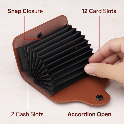 Credit Card Holder Wallet with Snap Closure