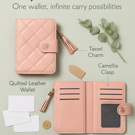 Leather Wallet Clutch with Card Slots and Zipper