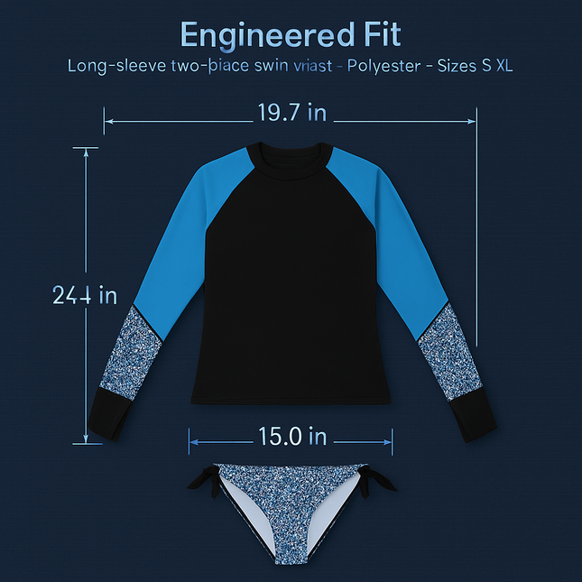 Women Long Sleeve 2-Piece Swimwear Top for Surfing and Beach