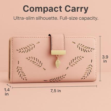 Leather Wallet Clutch - Card Slots - PU Leather - Compact