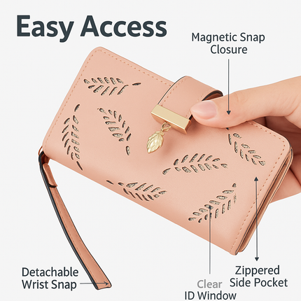 Leather Wallet Clutch - Card Slots - PU Leather - Compact
