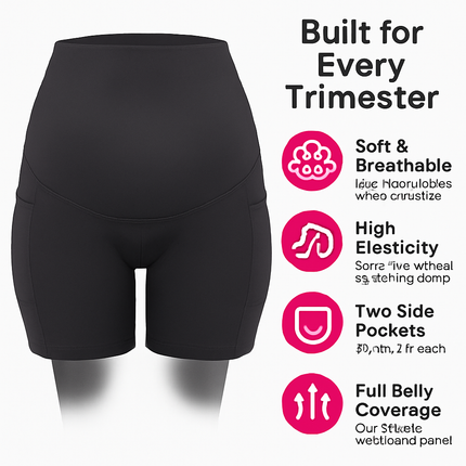 Maternity Shorts Seamless Pregnancy Yoga with Pockets