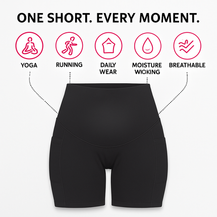 Maternity Shorts Seamless Pregnancy Yoga with Pockets