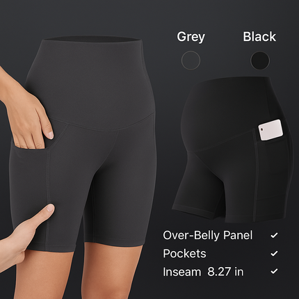Maternity Shorts Seamless Pregnancy Yoga with Pockets
