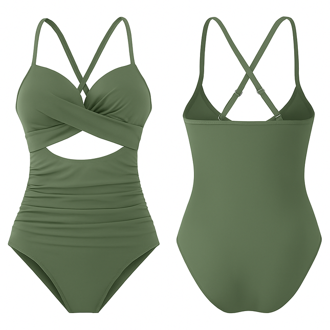 One Piece Swimsuit with High-Waist Design