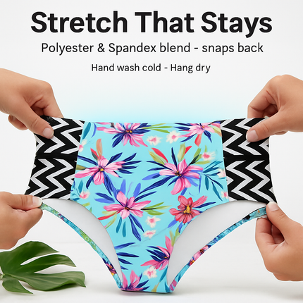 Floral Padded Push-Up Bikini Set with High-Waist