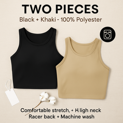 Cropped Tank Top for Women: Sleeveless, High Neck