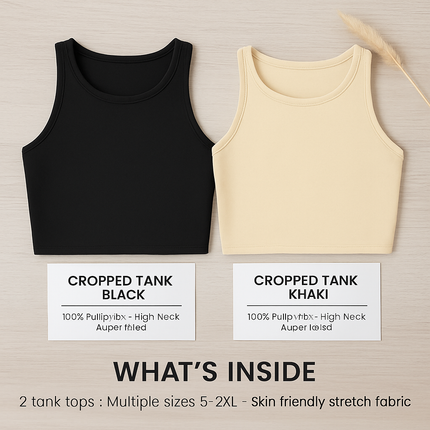 Cropped Tank Top for Women: Sleeveless, High Neck