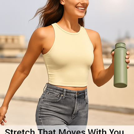 Cropped Tank Top for Women: Sleeveless, High Neck