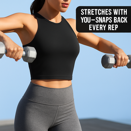 Cropped Tank Top for Women: Sleeveless, High Neck
