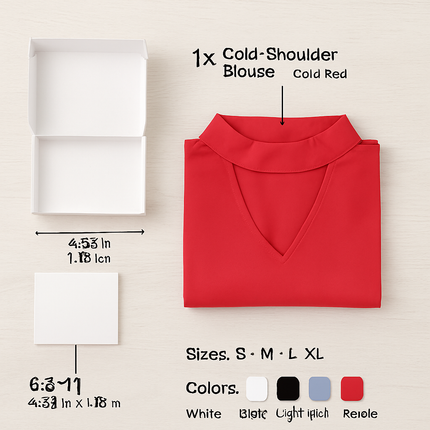 Off-the-Shoulder Blouse with V-Neck and Long Sleeves